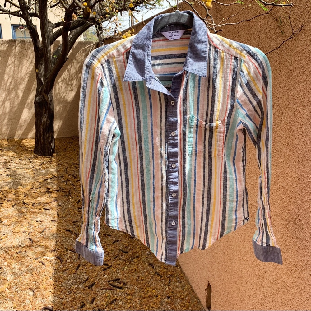 Splendid x Gray Malin Playa Striped Shirt